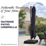 PURPLE LEAF Outdoor Patio Umbrella with Base, Garden Pool Umbrella, Navy Blue