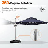 PURPLE LEAF Outdoor Patio Umbrella with Base, Garden Pool Umbrella, Navy Blue