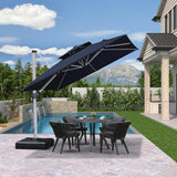 PURPLE LEAF Outdoor Patio Umbrella with Base, Garden Pool Umbrella, Navy Blue