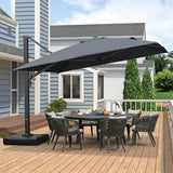 PURPLE LEAF Outdoor Patio Umbrella with Base, Cantilever Umbrellas for Garden, Grey