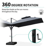 PURPLE LEAF Outdoor Patio Umbrella with Base, Cantilever Umbrellas for Garden, Grey