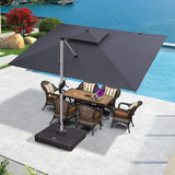 PURPLE LEAF Outdoor Patio Umbrella with Base, Cantilever Umbrellas for Garden, Grey