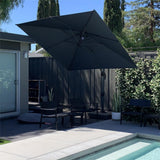 PURPLE LEAF Outdoor Patio Umbrella with Base, Cantilever Umbrellas for Garden, Grey