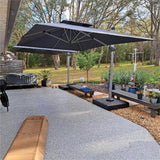 PURPLE LEAF Outdoor Patio Umbrella with Base, Cantilever Umbrellas for Garden, Grey