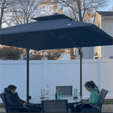 PURPLE LEAF Outdoor Patio Umbrella with Base, Cantilever Umbrellas for Garden, Grey