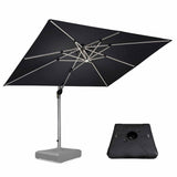 PURPLE LEAF Outdoor Patio Umbrella with Base, Cantilever Umbrellas for Garden, Grey