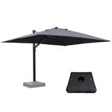 PURPLE LEAF Outdoor Patio Umbrella with Base, Cantilever Umbrellas for Garden, Grey