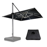 PURPLE LEAF Outdoor Patio Umbrella with Base, Cantilever Umbrellas for Garden, Grey