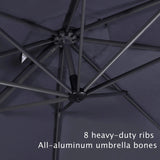PURPLE LEAF Outdoor Patio Umbrella with Base, Cantilever Umbrellas for Garden, Grey