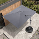 PURPLE LEAF Outdoor Patio Umbrella with Base, Cantilever Umbrellas for Garden, Grey