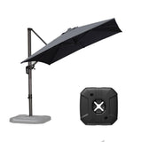 PURPLE LEAF Outdoor Patio Umbrella with Base, Cantilever Umbrellas for Garden, Grey