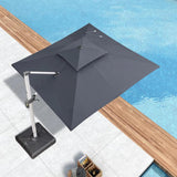PURPLE LEAF Outdoor Patio Umbrella with Base, Cantilever Umbrellas for Garden, Grey