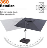 PURPLE LEAF Outdoor Patio Umbrella with Base, Cantilever Umbrellas for Garden, Grey