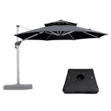 PURPLE LEAF Outdoor Patio Umbrella with Base, Cantilever Umbrellas for Garden, Grey
