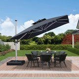 PURPLE LEAF Outdoor Patio Umbrella with Base, Cantilever Umbrellas for Garden, Grey