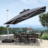 PURPLE LEAF Outdoor Patio Umbrella with Base, Cantilever Umbrellas for Garden, Grey