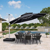 PURPLE LEAF Outdoor Patio Umbrella with Base, Cantilever Umbrellas for Garden, Grey