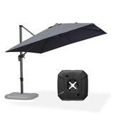 PURPLE LEAF Outdoor Patio Umbrella with Base, Cantilever Umbrellas for Garden, Grey