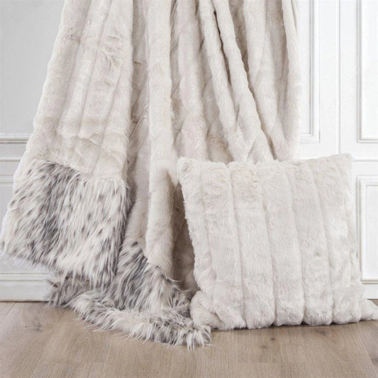 White Mink Throw Pillow