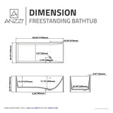 Palace Series 67 in. x 32 in. Flat Bottom Solid Surface Freestanding Soaking Bathtub with Reversible Drain in Slate Gray