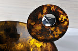 Timbre Series 17 in. Round Bathroom Vessel Sink in Kindled Amber Finish Glass with Matching Chrome Waterfall Faucet
