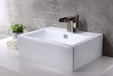 Vitruvius Series 21 in. L x 16 in. W Deck Mount Rectangular Non-Porous Bathroom Vessel Sink in Glossy White Ceramic