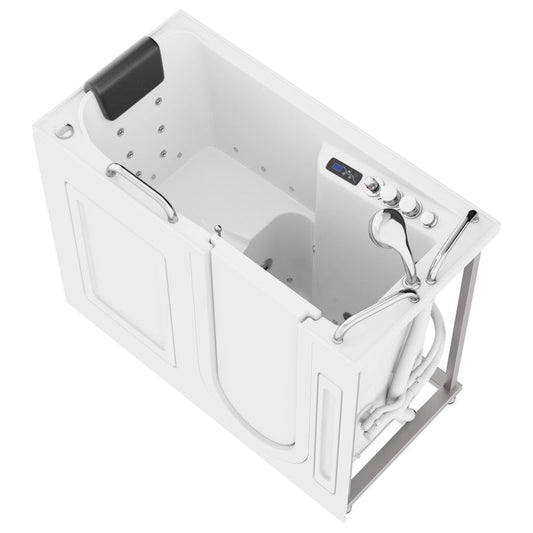 FULLY LOADED Walk-in Bathtub with Air Jets and Whirlpool Massage Jets Hot Tub | Quick Fill Waterfall Tub Filler with 6 Setting Handheld Shower Sprayer | Including Aromatherapy, LED Lights, V-Shaped Back Jets, and Auto Drain