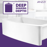 Prisma Series Farmhouse Solid Surface 36 in. 0-Hole Single Bowl Kitchen Sink with 1 Strainer in Matte White