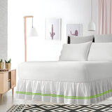 400TC Sateen Solid Cotton Double Embroidered Gathered Bed Skirt