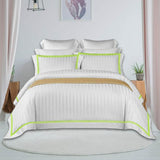 400TC Cotton Double Edge Embroidery Sateen Stripe Duvet Cover Set