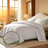 400TC U Shape Scallop Embroidery Cotton Duvet Cover Set