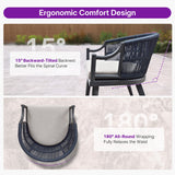 PURPLE LEAF Outdoor Dining Set All Weather Wicker Patio Dining Set with Rectangular Aluminum Table and Modern Armrest Dining Chairs for Garden Deck Backyard Kitchen