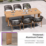 PURPLE LEAF Patio Dining Set with Sunbrella Fabric Cushions and Aluminum Table All-Weather Wicker Patio Table Set for Deck