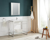 ANZZI Orchard 36" Ultramodern Console Sink (36" W x 34" H), Glossy White Solid Surface Top, Tempered Glass Shelf, Multiple Frame Finishes