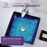 Viace Series 15 in. Bathroom Vessel Sink with Scratch-Tough and Stain-Resistant Non-Porous Surface in Blazing Blue Glass