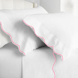 400TC Cotton Scallop Embroidery Sateen Solid Sheet Set