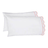 400TC Cotton Scallop Embroidery & Border Sateen Solid Sheet Set