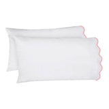 400TC Cotton Scallop Embroidery Sateen Solid Sheet Set