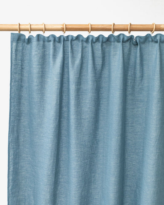 Pencil pleat linen curtain panel (1 pcs) in Gray blue