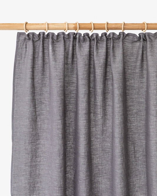 Pencil pleat linen curtain panel (1 pcs) in Charcoal gray