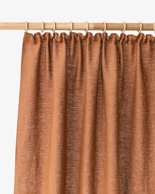 Pencil pleat linen curtain panel (1 pcs) in Cinnamon
