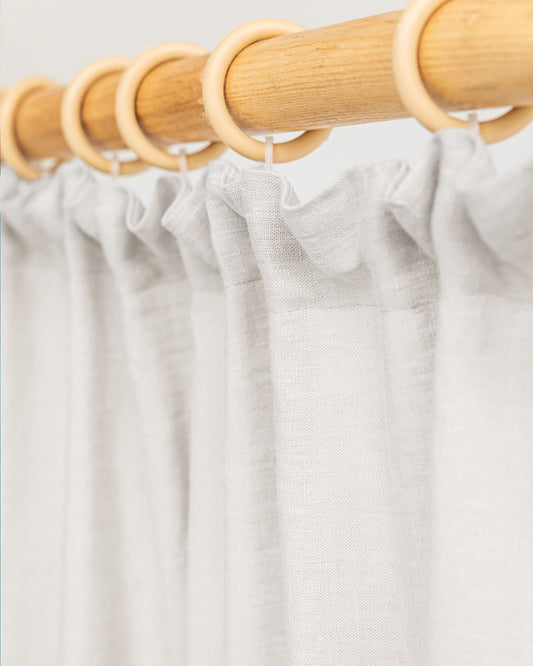 Pencil pleat linen curtain panel (1 pcs) in Light gray