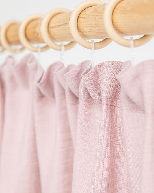 Pencil pleat linen curtain panel (1 pcs) in Woodrose