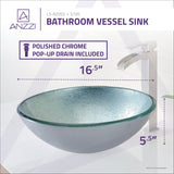 Spirito Series Deco-Glass Vessel Sink in Churning Silver