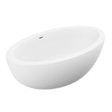 Kekehun Series 76 in. x 41 in. Flat Bottom Solid Surface Freestanding Soaking Bathtub with Center Drain in Matte White