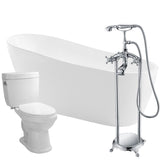 Trend 67 in. Acrylic Flatbottom Non-Whirlpool Bathtub with Tugela Faucet and Talos 1.6 GPF Toilet