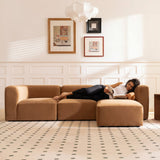 Philo Performance Velvet Low Profile Modular Sectional Sofa (3-Seater+Ottoman)