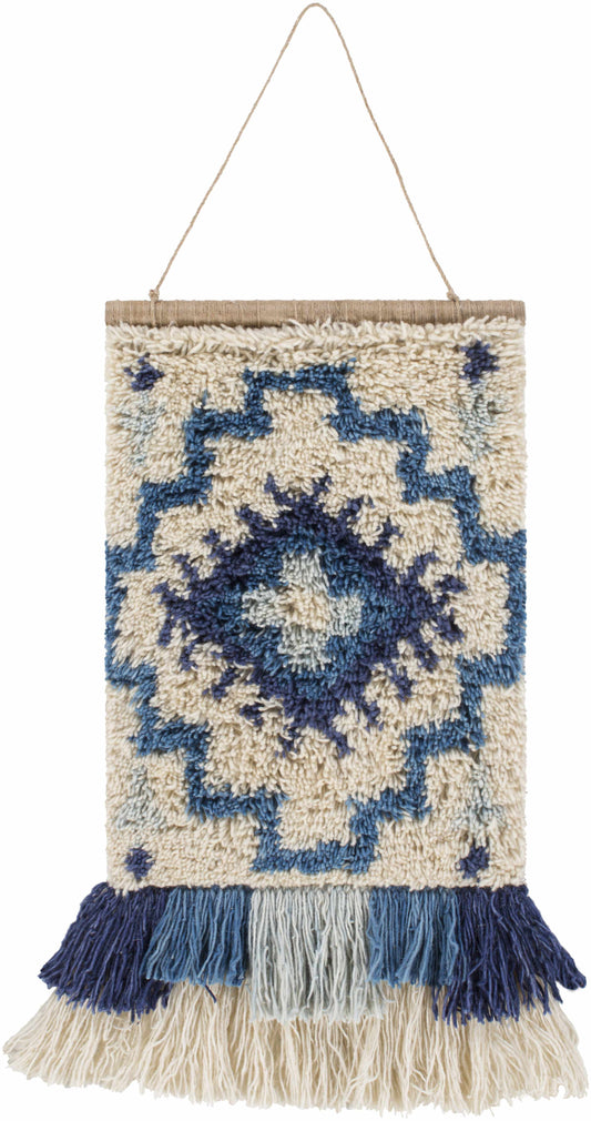 Philomont Ivory and Blue Geometric Wall Hanging - Clearance