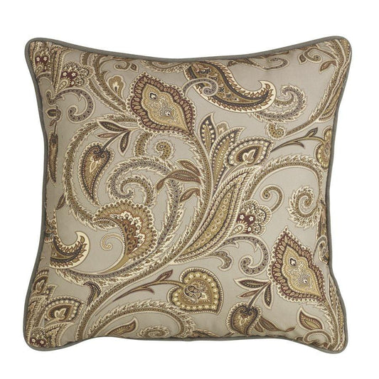 Piedmont Sepia Gray & Gold Paisley Euro Sham