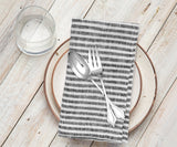 Black Pinstripe Linen Napkins - Set of 4, 8 & More